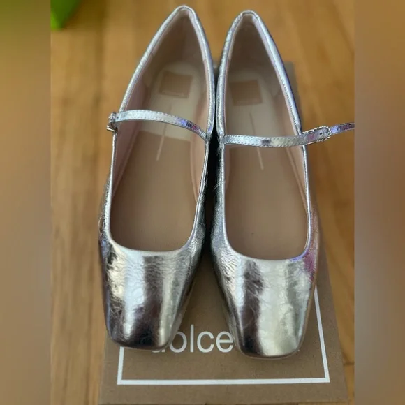 Dolce Vita Metallic Flats with Strap - Picture 1 of 6